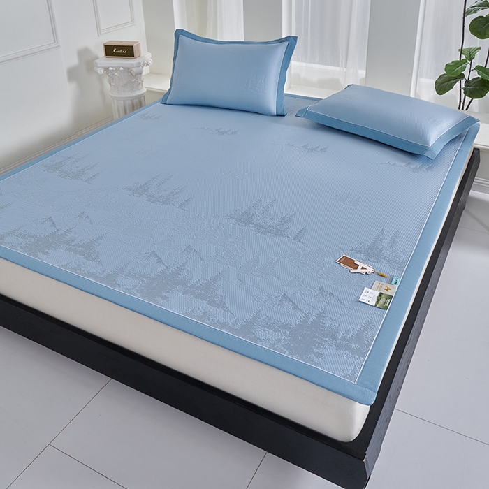 91家纺网 家纺一手货源 找家纺 小牛席业 2026新款雪山冷感豆豆席系列凉席藤席冰藤席竹席空调席草席冰丝席豆豆席乳胶席三件套 蓝色