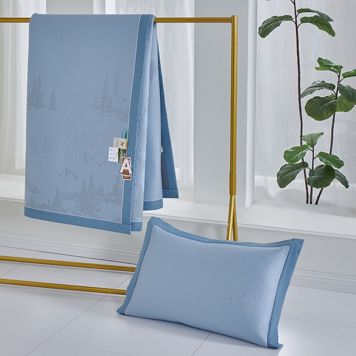 91家纺网 家纺一手货源 找家纺 小牛席业 2026新款雪山冷感豆豆席系列凉席藤席冰藤席竹席空调席草席冰丝席豆豆席乳胶席三件套 蓝色