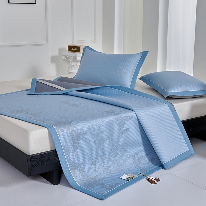 小牛席业 2026新款雪山冷感豆豆席系列凉席藤席冰藤席竹席空调席草席冰丝席豆豆席乳胶席三件套 蓝色