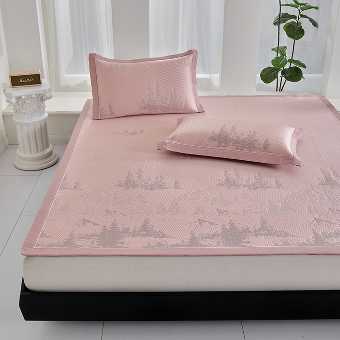 91家纺网 家纺一手货源 找家纺 小牛席业 2026新款雪山冷感豆豆席系列凉席藤席冰藤席竹席空调席草席冰丝席豆豆席乳胶席三件套 粉色