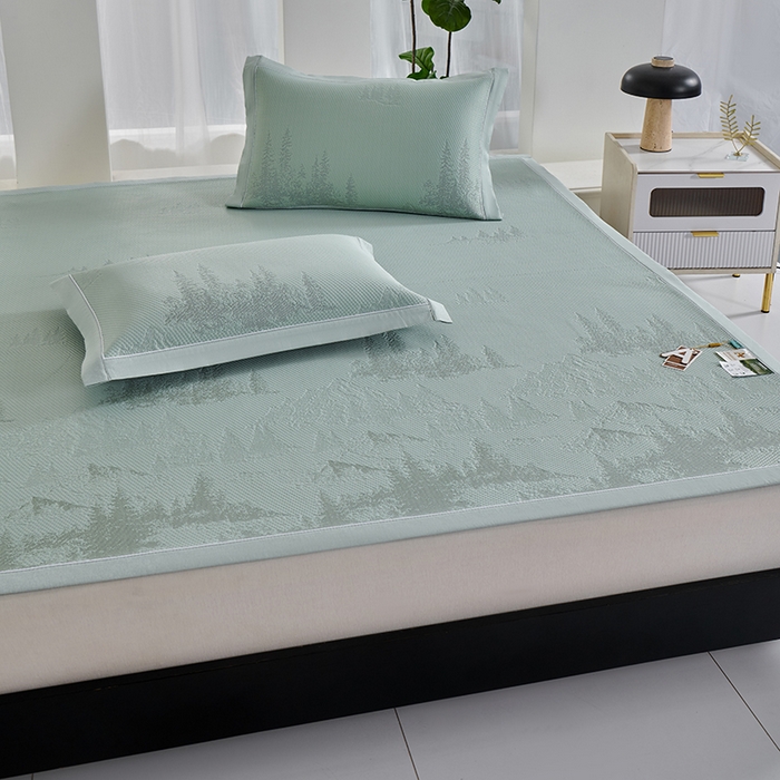 91家纺网 家纺一手货源 找家纺 小牛席业 2026新款雪山冷感豆豆席系列凉席藤席冰藤席竹席空调席草席冰丝席豆豆席乳胶席三件套 绿色