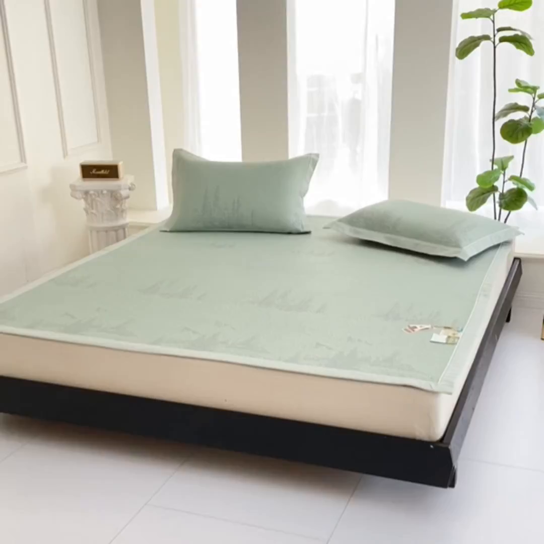 91家纺网 家纺一手货源 找家纺 小牛席业 2026新款雪山冷感豆豆席系列凉席藤席冰藤席竹席空调席草席冰丝席豆豆席乳胶席三件套 绿色