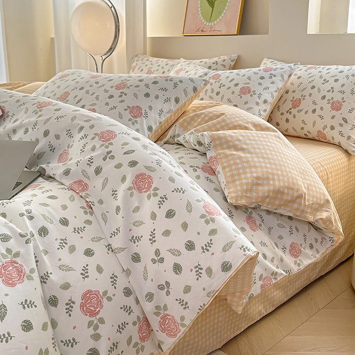 91家纺网 家纺一手货源 找家纺 （总）宇彬家纺 2026直播新款13372A类全棉纯棉印花单双人被套喷气小清新简约热款学生被罩