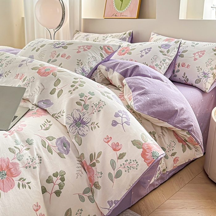 91家纺网 家纺一手货源 找家纺 （总）宇彬家纺 2026直播新款13372A类全棉纯棉印花单双人被套喷气小清新简约热款学生被罩