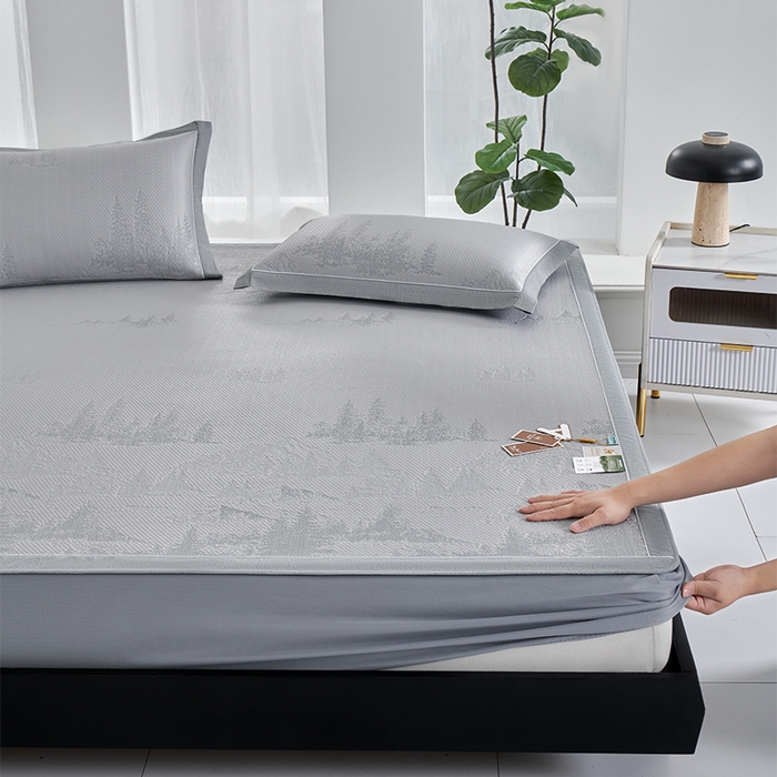 91家纺网 家纺一手货源 找家纺 小牛席业 2026新款艾草清香冰藤-双面席系列（新风格） 艾草清香冰藤席-深咖