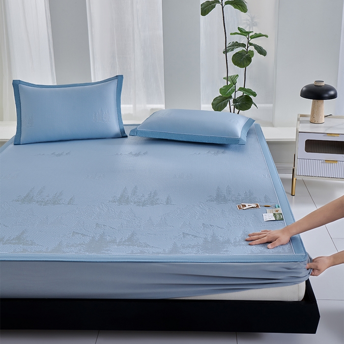 91家纺网 家纺一手货源 找家纺 （总）小牛席业 2026新款雪山冷感豆豆席系列（床笠款）凉席藤席冰藤席竹席空调席草席冰丝席豆豆席乳胶席三件套