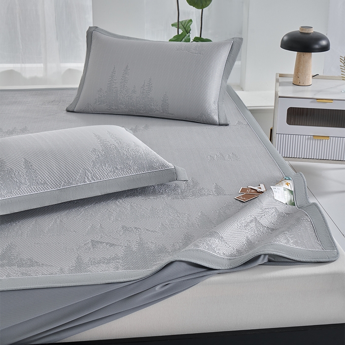 91家纺网 家纺一手货源 找家纺 小牛席业 2026新款雪山冷感豆豆席系列（床笠款）凉席藤席冰藤席竹席空调席草席冰丝席豆豆席乳胶席三件套 灰色