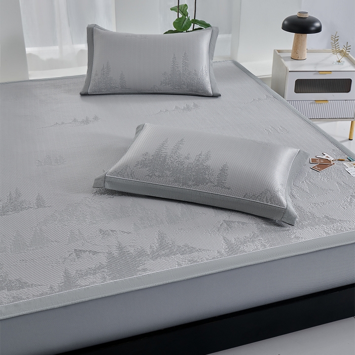 91家纺网 家纺一手货源 找家纺 小牛席业 2026新款雪山冷感豆豆席系列（床笠款）凉席藤席冰藤席竹席空调席草席冰丝席豆豆席乳胶席三件套 灰色