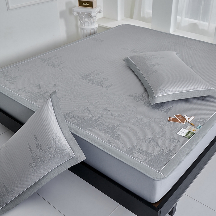 91家纺网 家纺一手货源 找家纺 小牛席业 2026新款雪山冷感豆豆席系列（床笠款）凉席藤席冰藤席竹席空调席草席冰丝席豆豆席乳胶席三件套 灰色