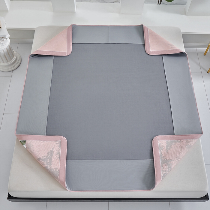 91家纺网 家纺一手货源 找家纺 小牛席业 2026新款雪山冷感豆豆席系列（床笠款）凉席藤席冰藤席竹席空调席草席冰丝席豆豆席乳胶席三件套 粉色