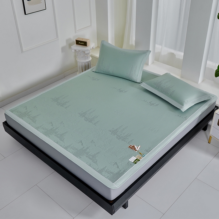 91家纺网 家纺一手货源 找家纺 小牛席业 2026新款雪山冷感豆豆席系列（床笠款）凉席藤席冰藤席竹席空调席草席冰丝席豆豆席乳胶席三件套 绿色