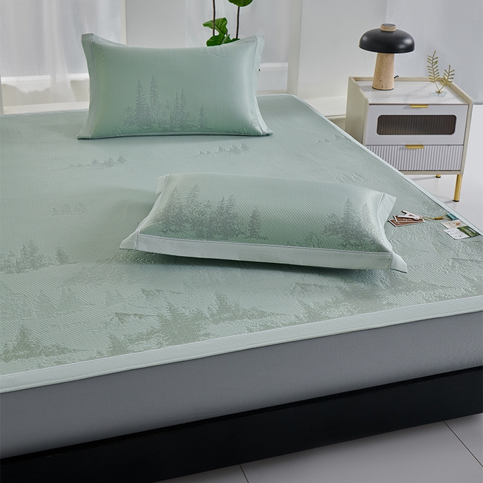 91家纺网 家纺一手货源 找家纺 小牛席业 2026新款雪山冷感豆豆席系列（床笠款）凉席藤席冰藤席竹席空调席草席冰丝席豆豆席乳胶席三件套 绿色