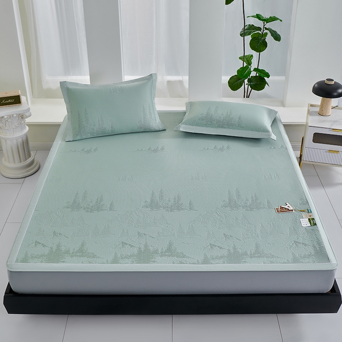 91家纺网 家纺一手货源 找家纺 小牛席业 2026新款雪山冷感豆豆席系列（床笠款）凉席藤席冰藤席竹席空调席草席冰丝席豆豆席乳胶席三件套 绿色