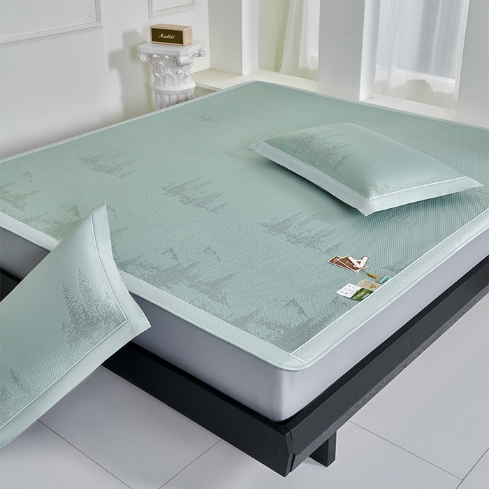 91家纺网 家纺一手货源 找家纺 小牛席业 2026新款雪山冷感豆豆席系列（床笠款）凉席藤席冰藤席竹席空调席草席冰丝席豆豆席乳胶席三件套 绿色