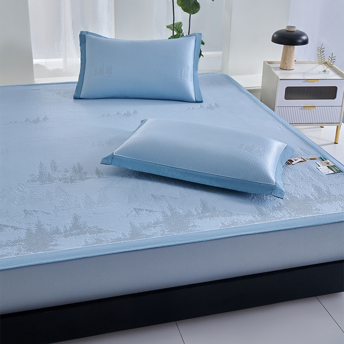 91家纺网 家纺一手货源 找家纺 小牛席业 2026新款雪山冷感豆豆席系列（床笠款）凉席藤席冰藤席竹席空调席草席冰丝席豆豆席乳胶席三件套 蓝色