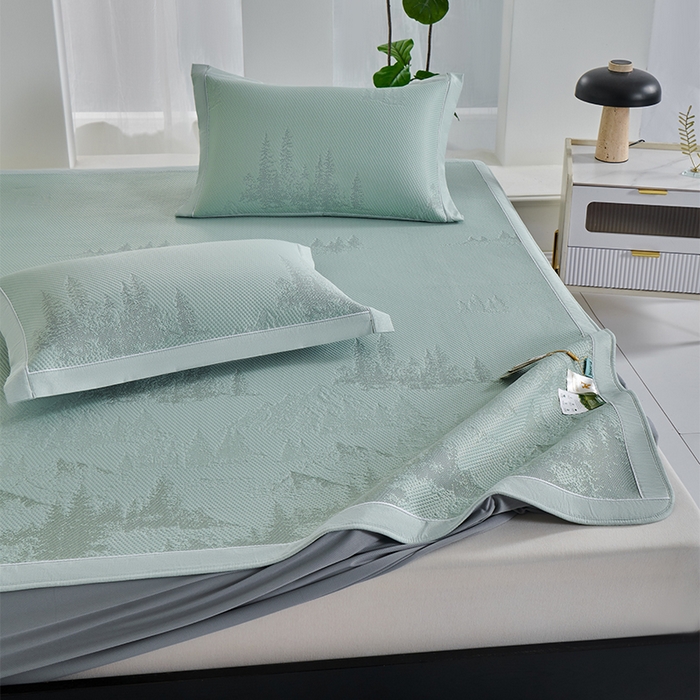 91家纺网 家纺一手货源 找家纺 小牛席业 2026新款雪山冷感豆豆席系列（床笠款）凉席藤席冰藤席竹席空调席草席冰丝席豆豆席乳胶席三件套 绿色