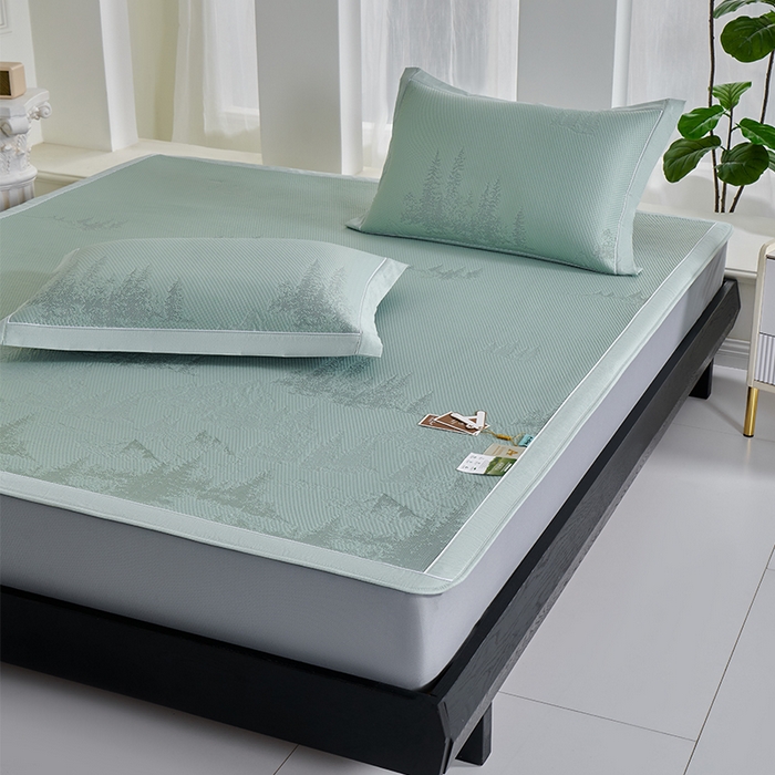 91家纺网 家纺一手货源 找家纺 小牛席业 2026新款雪山冷感豆豆席系列（床笠款）凉席藤席冰藤席竹席空调席草席冰丝席豆豆席乳胶席三件套 绿色