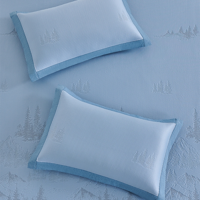 91家纺网 家纺一手货源 找家纺 小牛席业 2026新款雪山冷感豆豆席系列（床笠款）凉席藤席冰藤席竹席空调席草席冰丝席豆豆席乳胶席三件套 蓝色