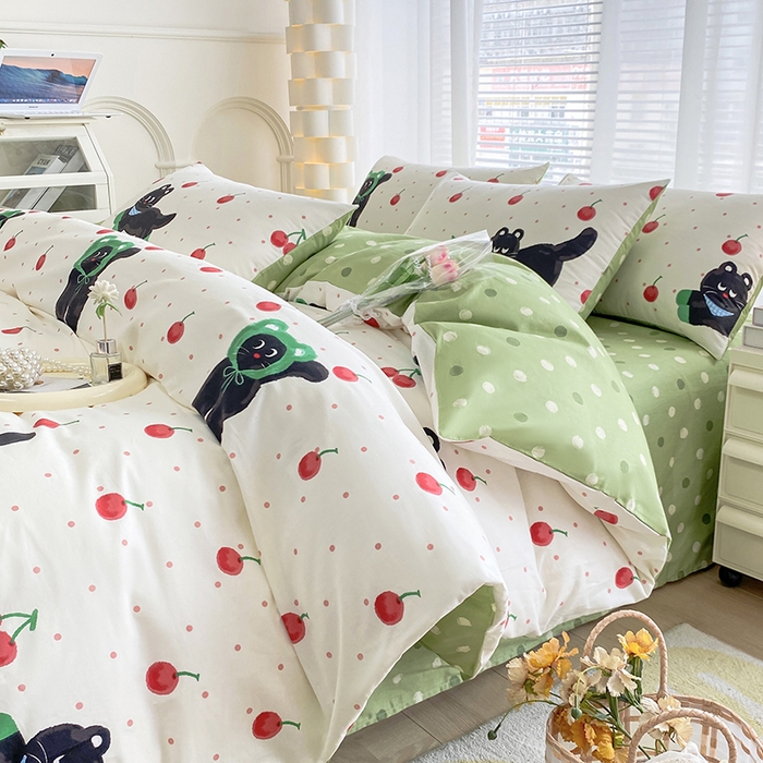 91家纺网 家纺一手货源 找家纺 （总）宇彬家纺 2026直播新款13372A类全棉纯棉印花单双人被套喷气小清新简约热款学生被罩