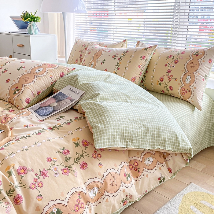 91家纺网 家纺一手货源 找家纺 （总）宇彬家纺 2026直播新款13372A类全棉纯棉印花单双人被套喷气小清新简约热款学生被罩