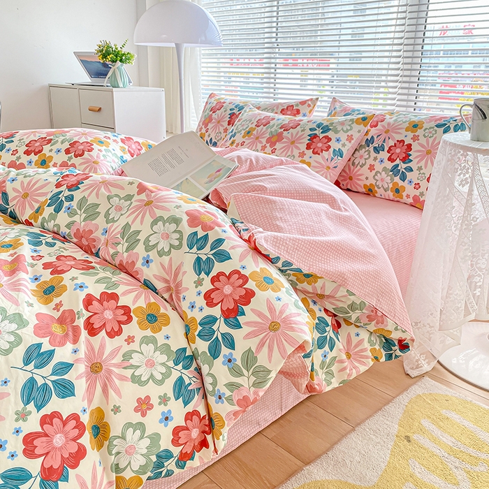 91家纺网 家纺一手货源 找家纺 （总）宇彬家纺 2026直播新款13372A类全棉纯棉印花单双人被套喷气小清新简约热款学生被罩