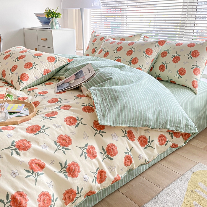 91家纺网 家纺一手货源 找家纺 （总）宇彬家纺 2026直播新款13372A类全棉纯棉印花单双人被套喷气小清新简约热款学生被罩