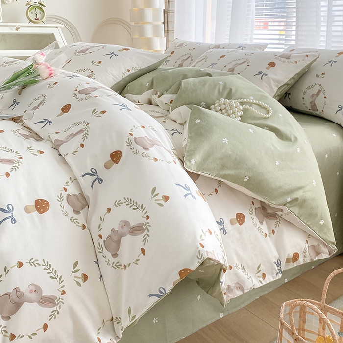 91家纺网 家纺一手货源 找家纺 （总）宇彬家纺 2026直播新款13372A类全棉纯棉印花单双人被套喷气小清新简约热款学生被罩