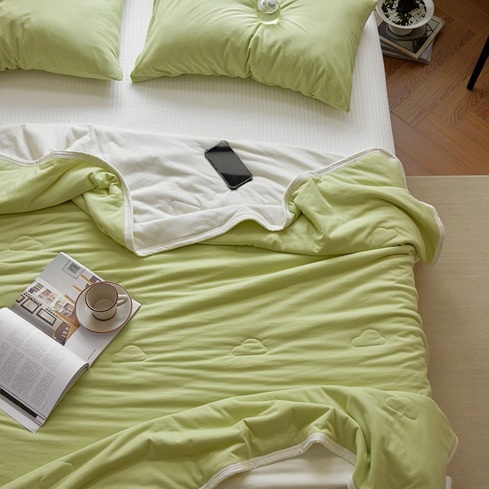 91家纺网 家纺一手货源 找家纺 风向标家纺 2026新款全棉云感针织棉双拼夏被夏凉被空调被 白茶双拼（爆款色）