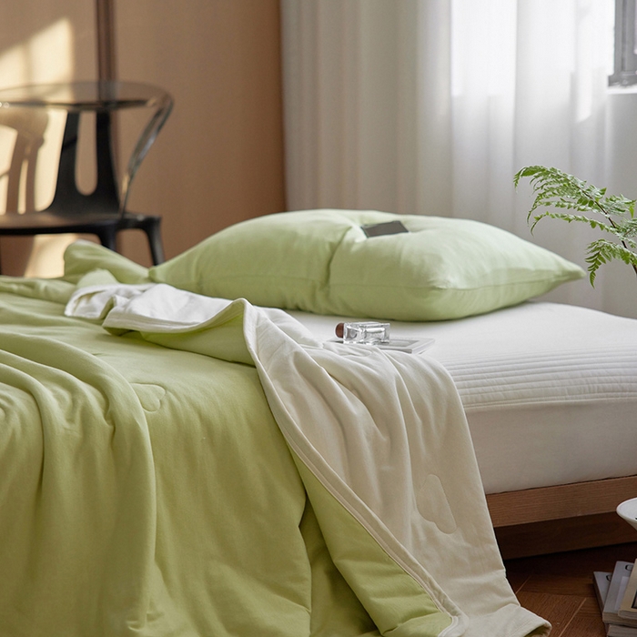 91家纺网 家纺一手货源 找家纺 风向标家纺 2026新款全棉云感针织棉双拼夏被夏凉被空调被 白茶双拼（爆款色）