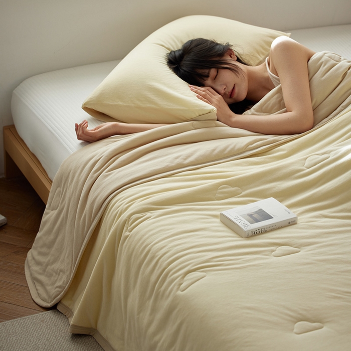 91家纺网 家纺一手货源 找家纺 风向标家纺 2026新款全棉云感针织棉双拼夏被夏凉被空调被 菁甘绿双拼