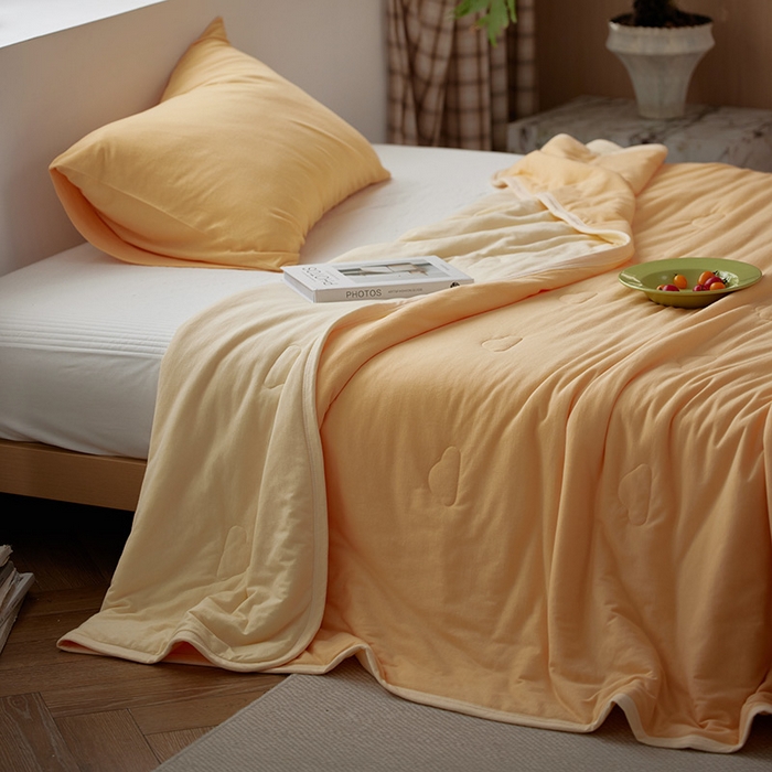 91家纺网 家纺一手货源 找家纺 风向标家纺 2026新款全棉云感针织棉双拼夏被夏凉被空调被 奶油橘双拼