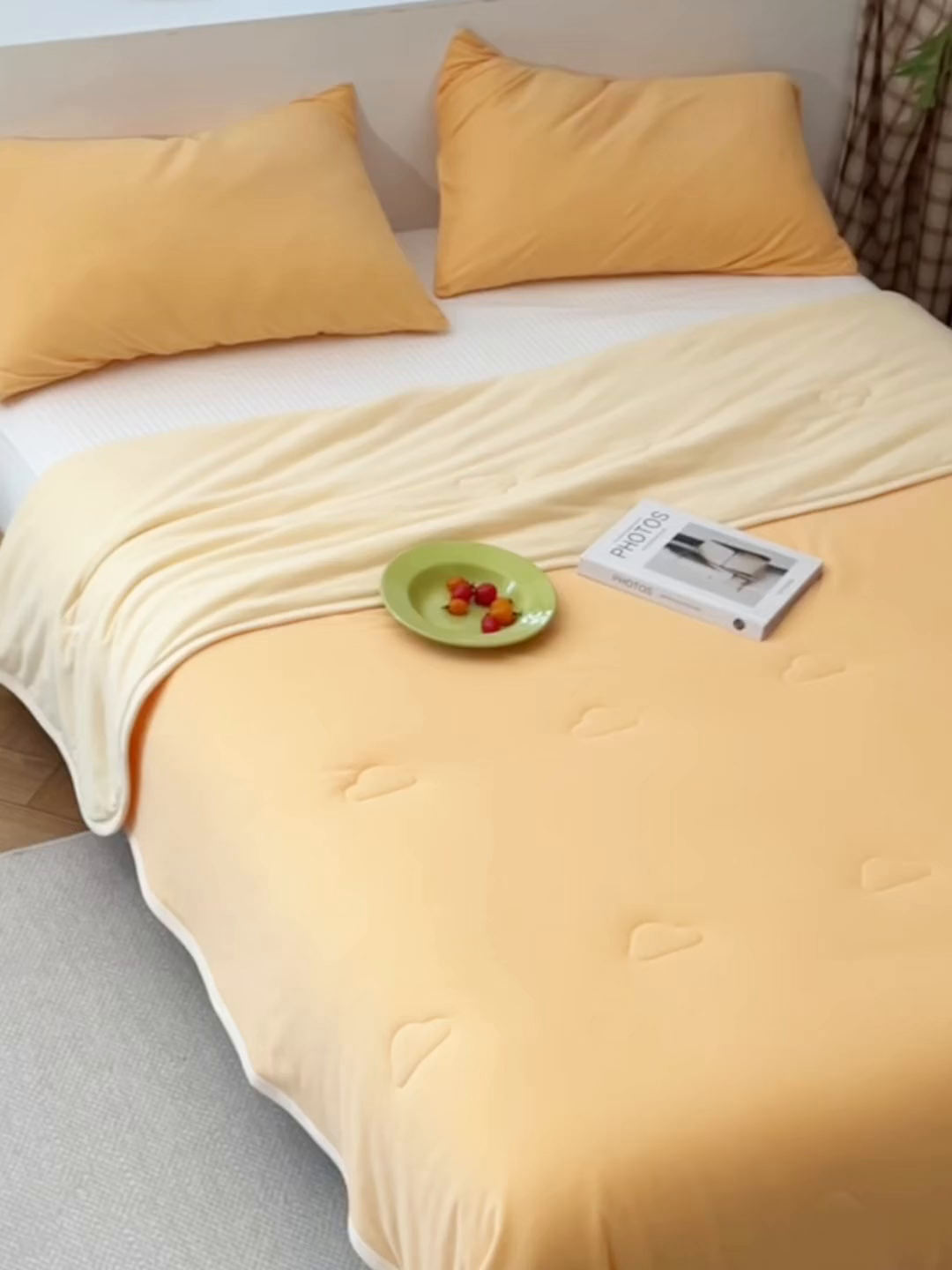 91家纺网 家纺一手货源 找家纺 风向标家纺 2026新款全棉云感针织棉双拼夏被夏凉被空调被 奶油橘双拼