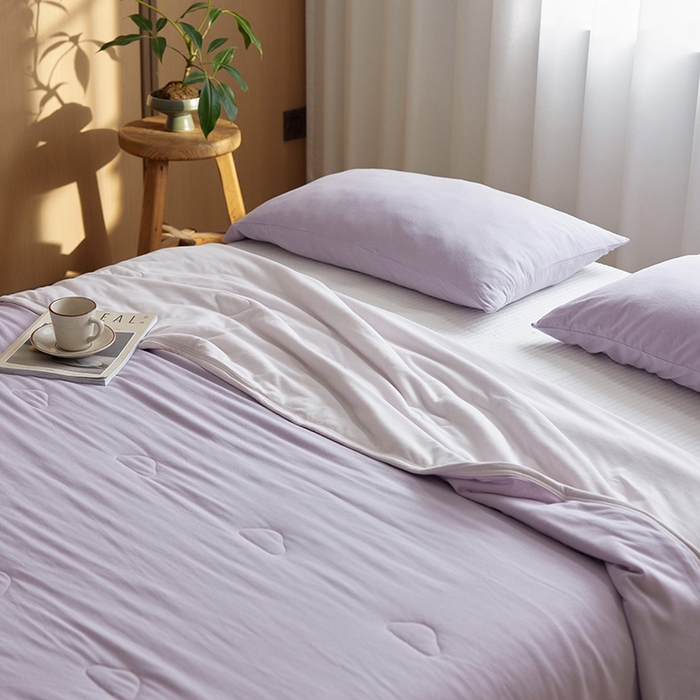 91家纺网 家纺一手货源 找家纺 风向标家纺 2026新款全棉云感针织棉双拼夏被夏凉被空调被 芋紫粉双拼