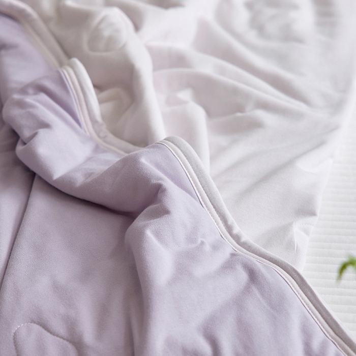 91家纺网 家纺一手货源 找家纺 风向标家纺 2026新款全棉云感针织棉双拼夏被夏凉被空调被 芋紫粉双拼