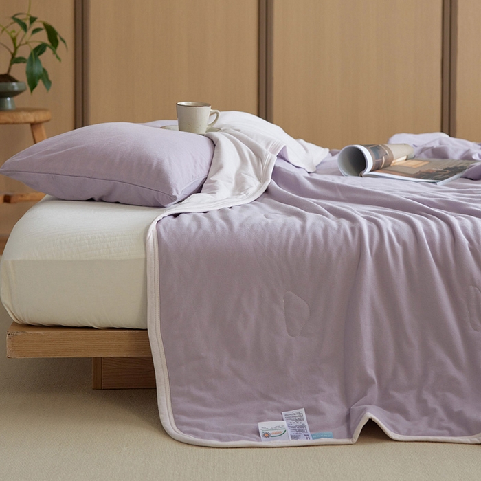 91家纺网 家纺一手货源 找家纺 风向标家纺 2026新款全棉云感针织棉双拼夏被夏凉被空调被 芋紫粉双拼