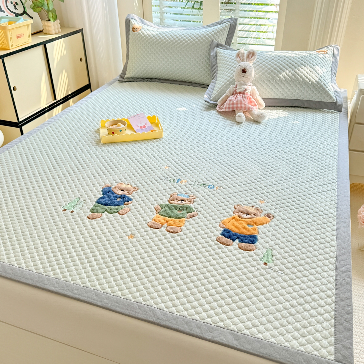 91家纺网 家纺一手货源 找家纺 （总）优贝家纺 2026春夏新款提花水洗天丝冰丝天丝韩版夹棉床盖四件套