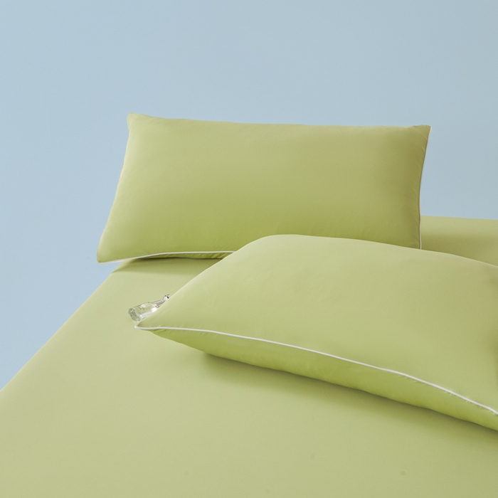 91家纺网 家纺一手货源 找家纺 鑫琪莱家纺 2026新款锦氨凉感床笠三件套Yoga系列 山茶绿