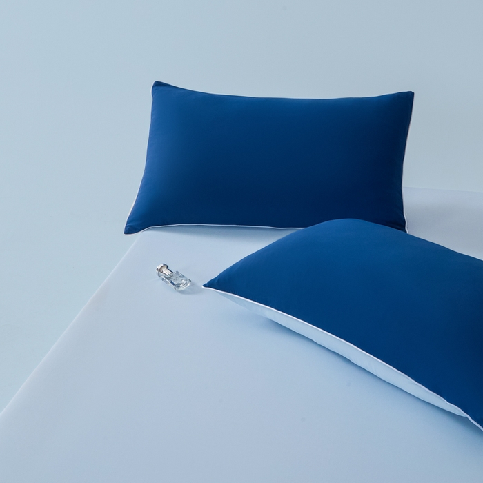 91家纺网 家纺一手货源 找家纺 鑫琪莱家纺 2026新款锦氨凉感床笠三件套Yoga系列 深睡蓝