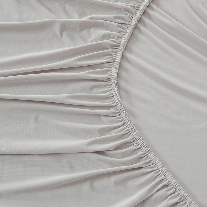 91家纺网 家纺一手货源 找家纺 鑫琪莱家纺 2026新款锦氨凉感床笠三件套Yoga系列 绅士灰