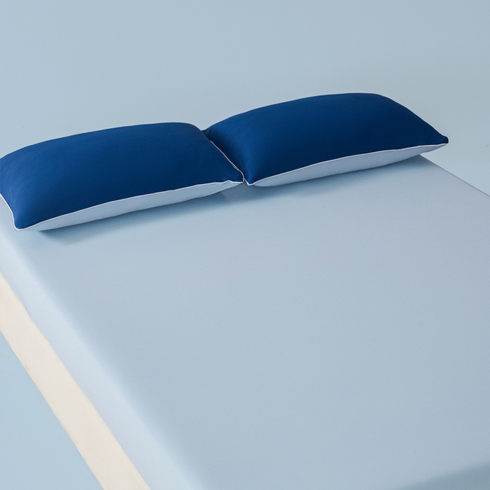 91家纺网 家纺一手货源 找家纺 鑫琪莱家纺 2026新款锦氨凉感床笠三件套Yoga系列 深睡蓝