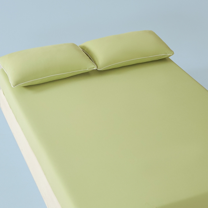 91家纺网 家纺一手货源 找家纺 鑫琪莱家纺 2026新款锦氨凉感床笠三件套Yoga系列 山茶绿