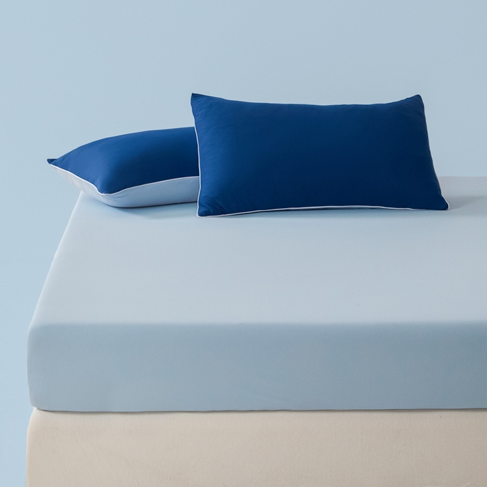 91家纺网 家纺一手货源 找家纺 鑫琪莱家纺 2026新款锦氨凉感床笠三件套Yoga系列 深睡蓝