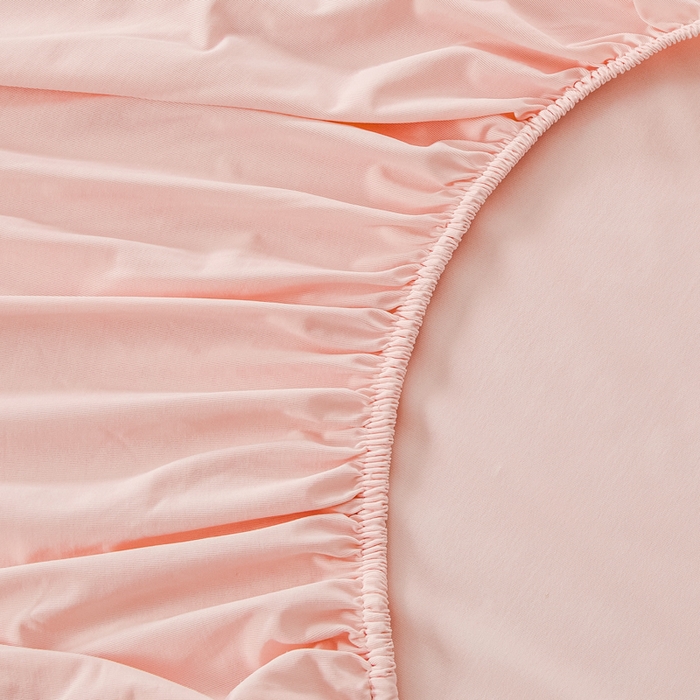 91家纺网 家纺一手货源 找家纺 鑫琪莱家纺 2026新款锦氨凉感床笠三件套Yoga系列 梦境粉