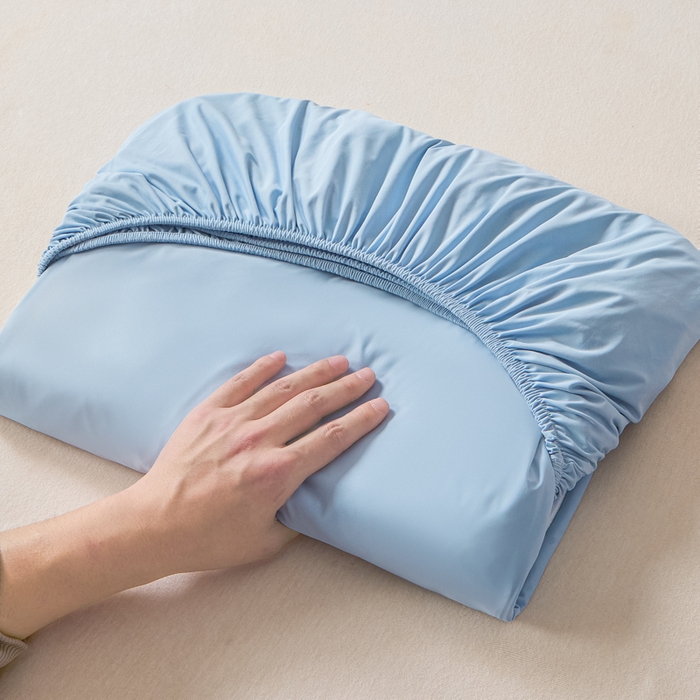 91家纺网 家纺一手货源 找家纺 鑫琪莱家纺 2026新款锦氨凉感床笠三件套Yoga系列 深睡蓝