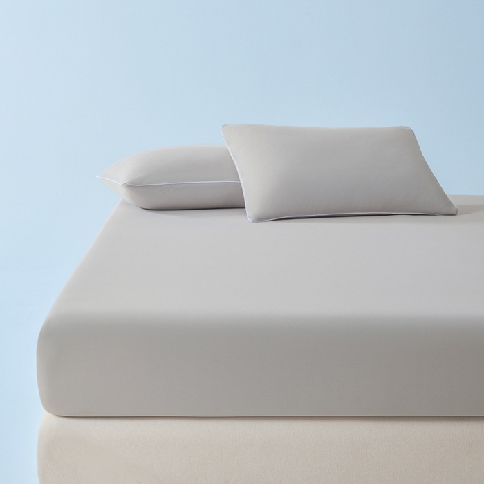 91家纺网 家纺一手货源 找家纺 鑫琪莱家纺 2026新款锦氨凉感床笠三件套Yoga系列 绅士灰