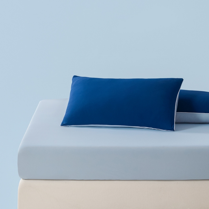 91家纺网 家纺一手货源 找家纺 鑫琪莱家纺 2026新款锦氨凉感床笠三件套Yoga系列 深睡蓝