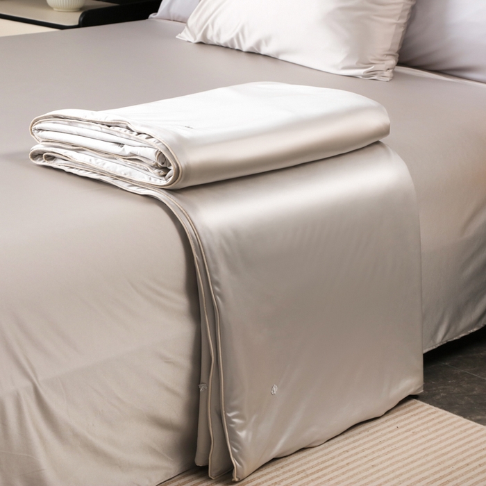 91家纺网 家纺一手货源 找家纺 爱彼家纺 2026新款高端流锻水光夏被冰肌锦氨A类夏被夏凉被空调被（超亲肤） 山月素灰