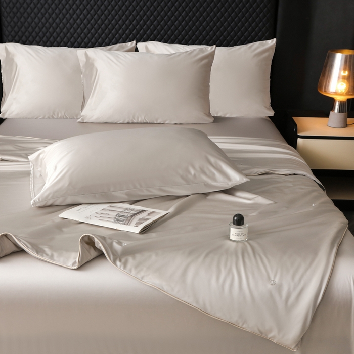 91家纺网 家纺一手货源 找家纺 爱彼家纺 2026新款高端流锻水光夏被冰肌锦氨A类夏被夏凉被空调被（超亲肤） 山月素灰