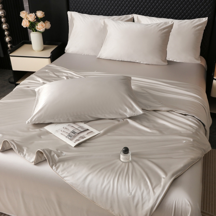 91家纺网 家纺一手货源 找家纺 爱彼家纺 2026新款高端流锻水光夏被冰肌锦氨A类夏被夏凉被空调被（超亲肤） 山月素灰