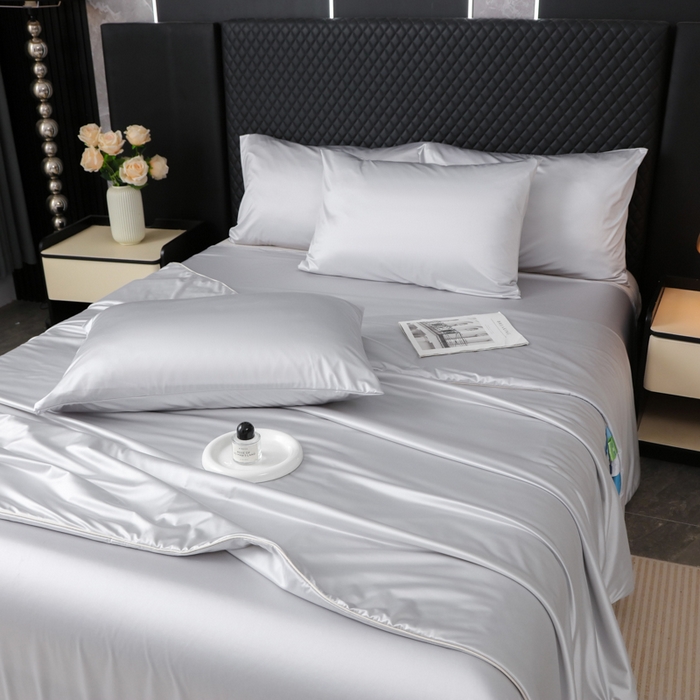 91家纺网 家纺一手货源 找家纺 爱彼家纺 2026新款高端流锻水光夏被冰肌锦氨A类夏被夏凉被空调被（超亲肤） 银月天丝灰